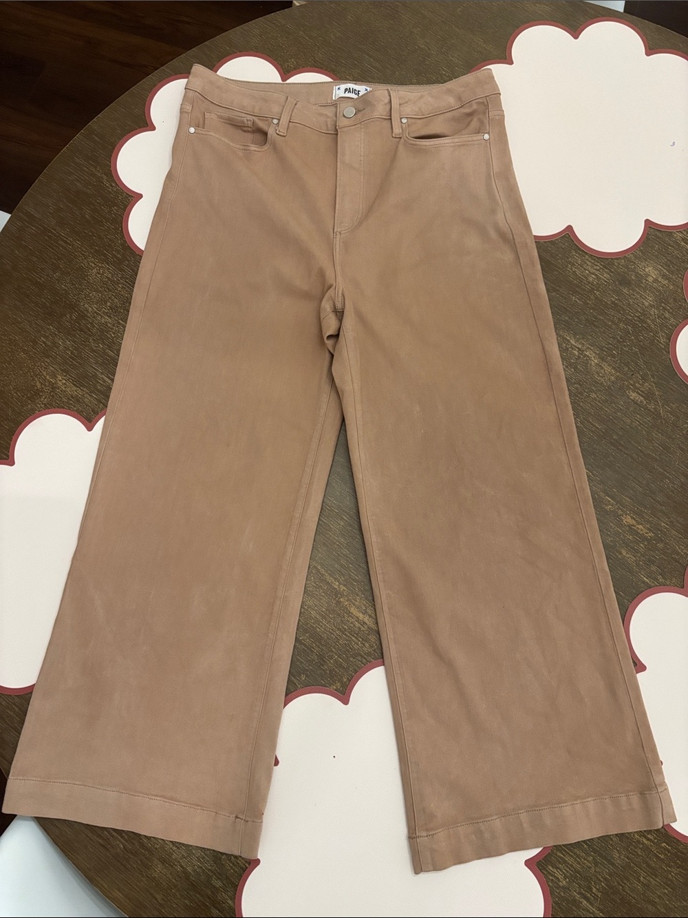 PAIGE Anessa Luxe Coated Wide-Leg Jeans - size 32/14
